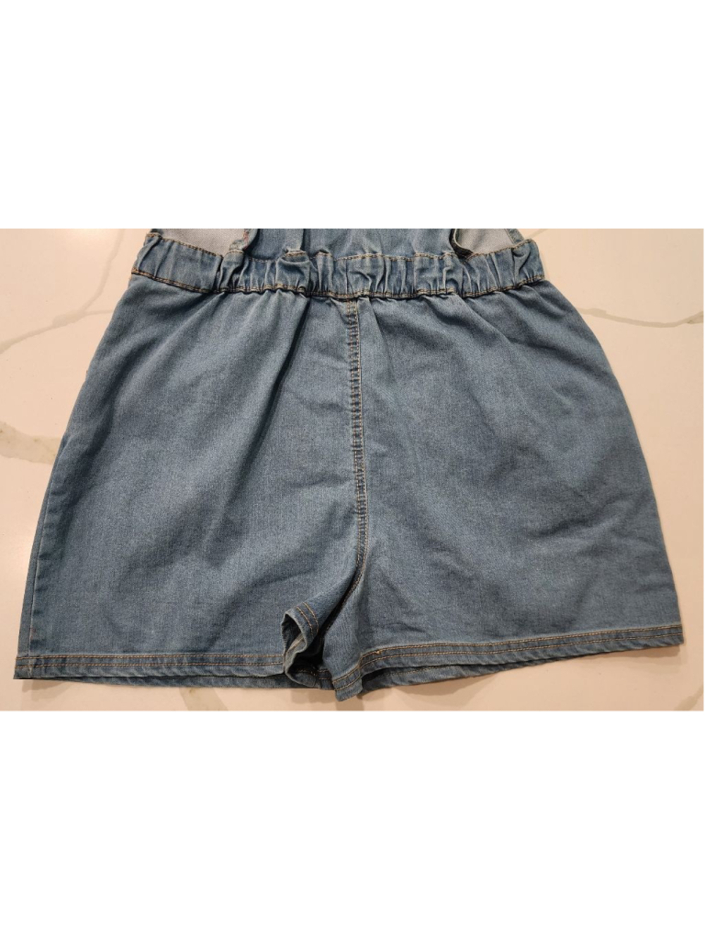 Derek Heart Denim Shortalls Size M Blue Jean Overalls Romper Button Front - Picture 6 of 11